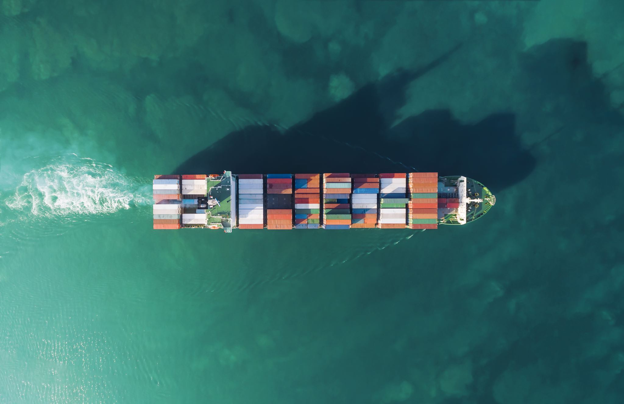 Aerial-top-of-container-ship-in-ocean